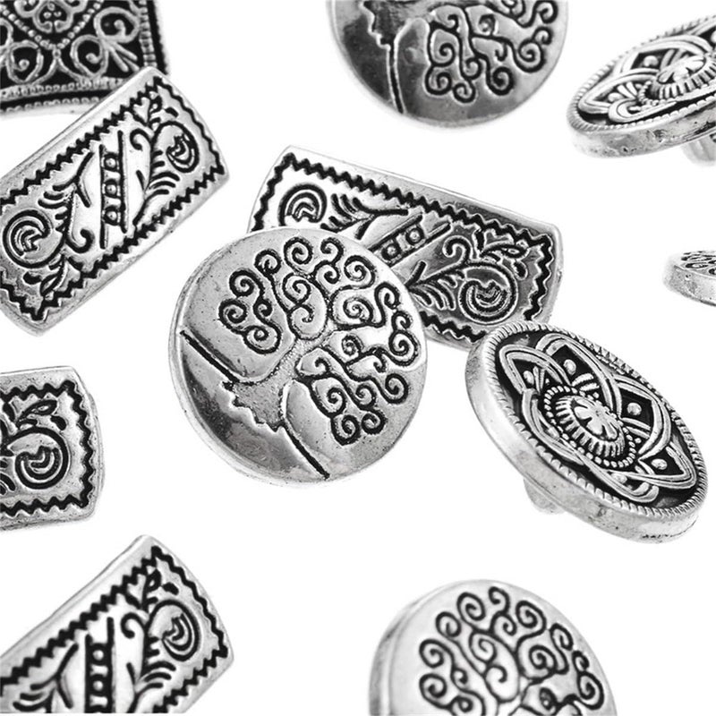 Armear Metal Buttons - 50Pcs Assorted Mixed Vintage Style Engraved Flower Decorative Round Buttons for Crafts Sewing Coats Jeans Suits DIY - Image 3